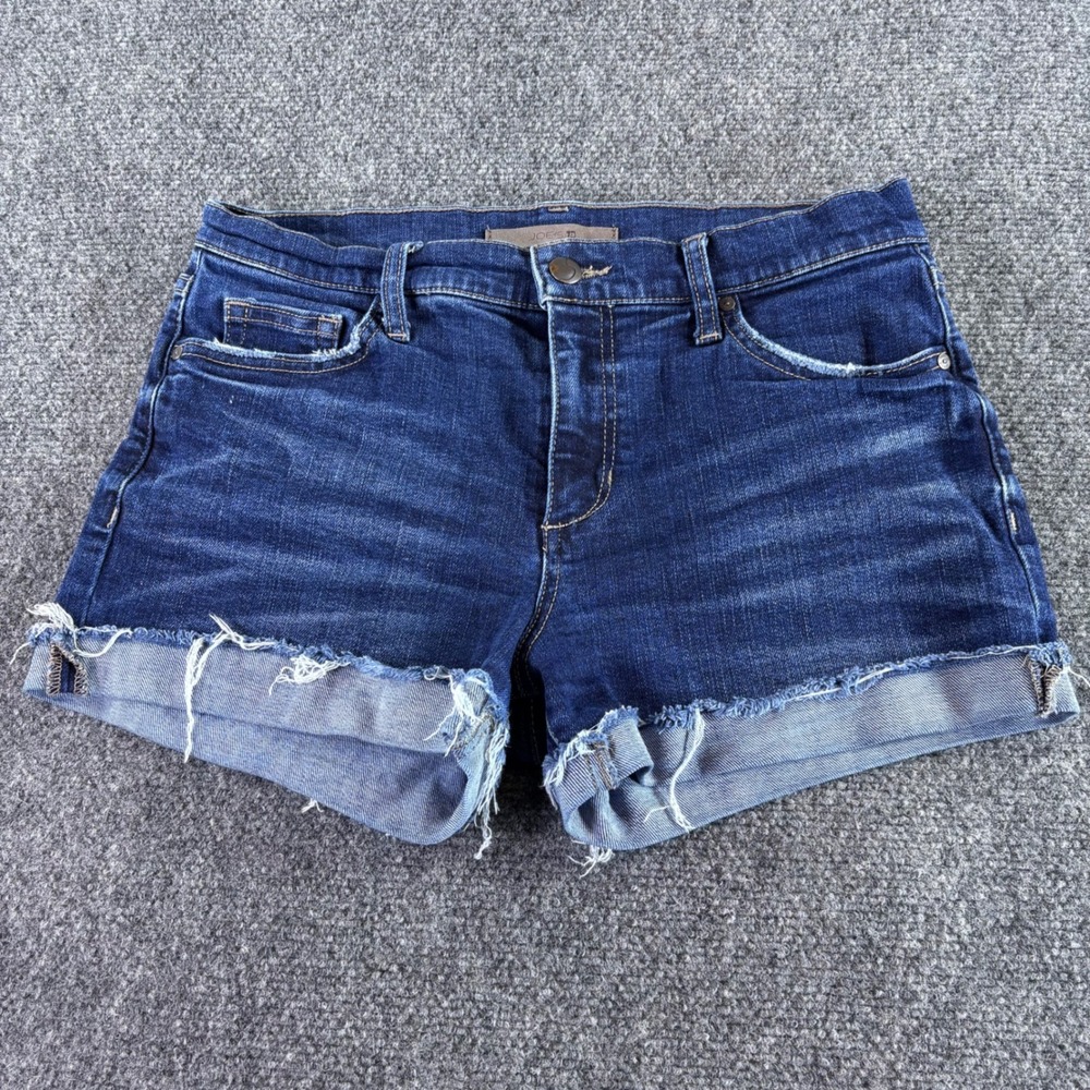 Joe's Jeans Denim Shorts‎ Womens 26 Blue Wash Raw Hem Cutoff Mid Rise Stretch